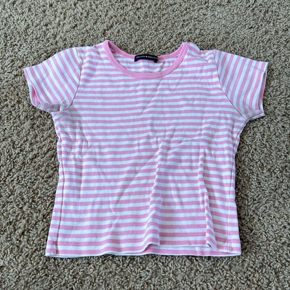 pink and white striped brandy top